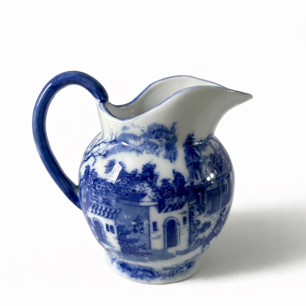 Vintage Victoria Ware Ironstone Blue and White Ceramic Pitcher